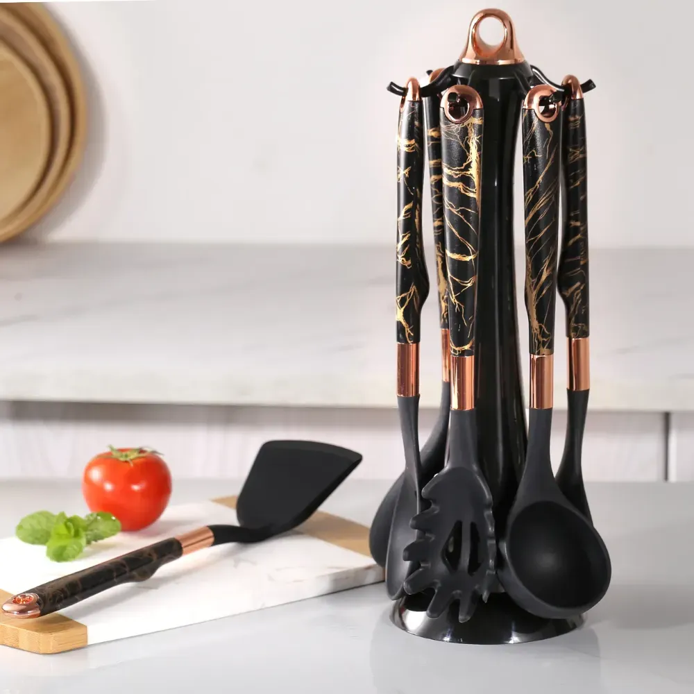 Juego De Utensilios De Cocina En Silicona 7 Pcs Con Base