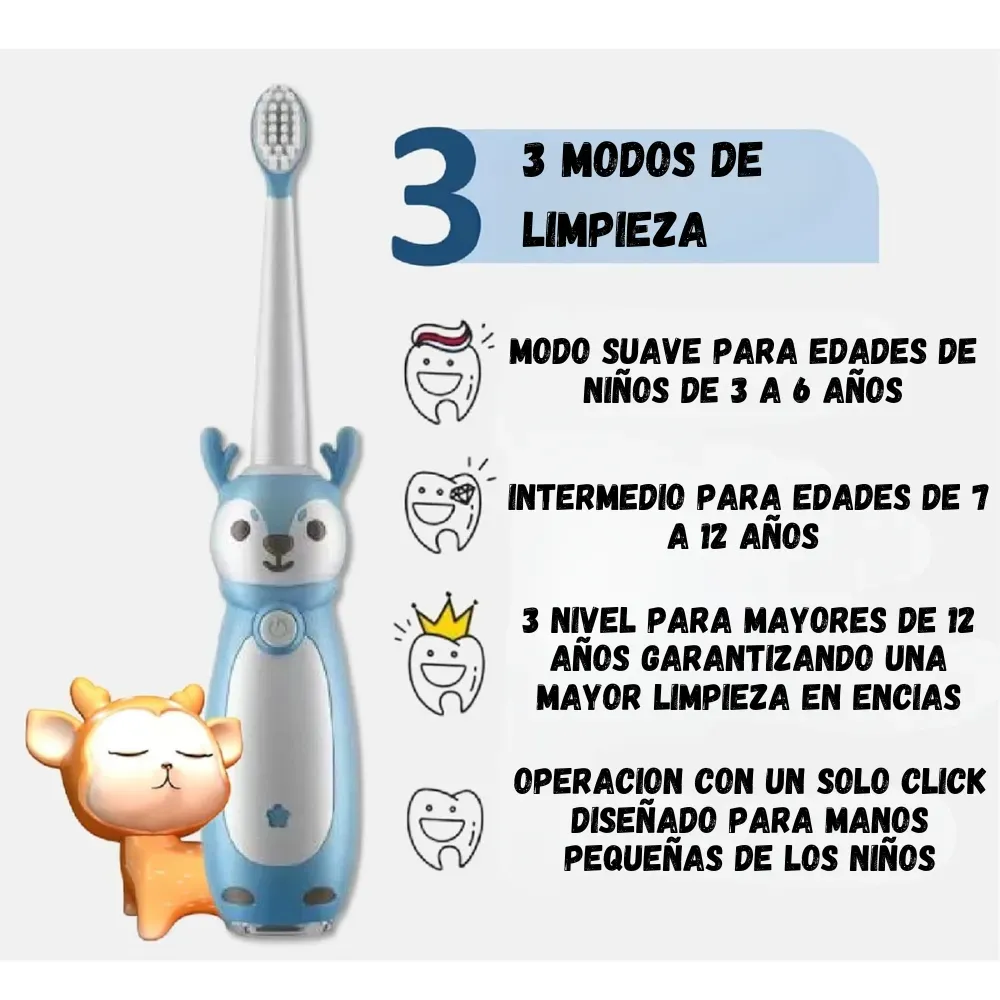 Cepillo De Dientes Electrico Para Niños 3 Velocidades Md-807