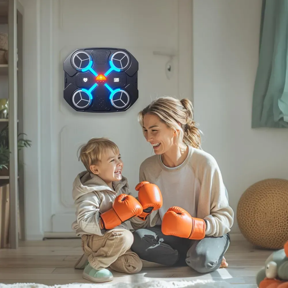 Maquina De Boxeo Musical Bluetooth Para Niños Con Guantes