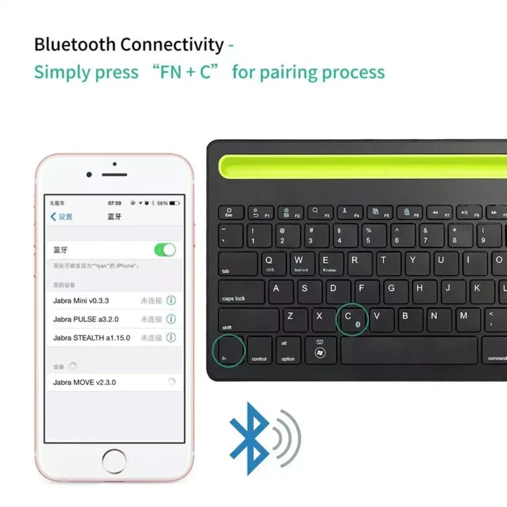 Teclado Bluetooth Recargable Para Pc Cel Mac Porta Celular