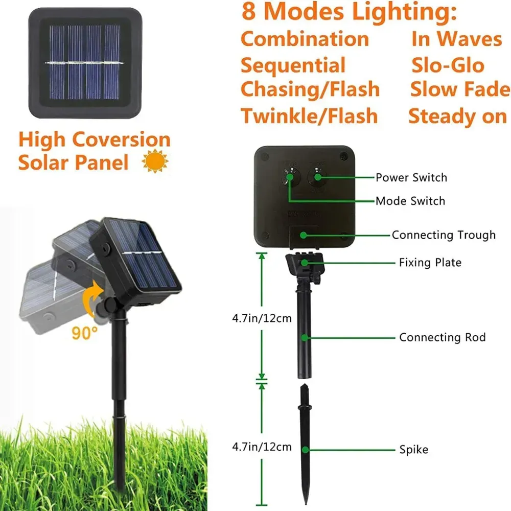 Luz Navideña Panel Solar Multicolor 7 Metros Impermeable