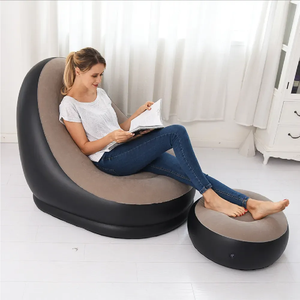 Sillón Inflable Sofá Portátil 2 En 1 Plegable Reposa Pies