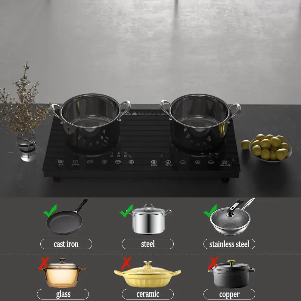 Estufa De Inducción 2000w + Bateria De Cocina + Utensilios