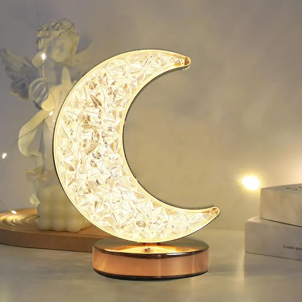 Lampara De Mesa Recargable Tipo Luna 3 Tonos Decorativa