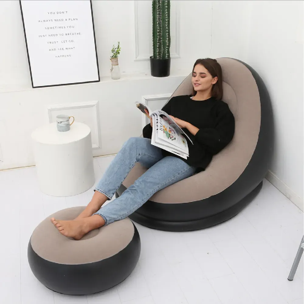 Sillón Inflable Sofá Portátil 2 En 1 Plegable Reposa Pies