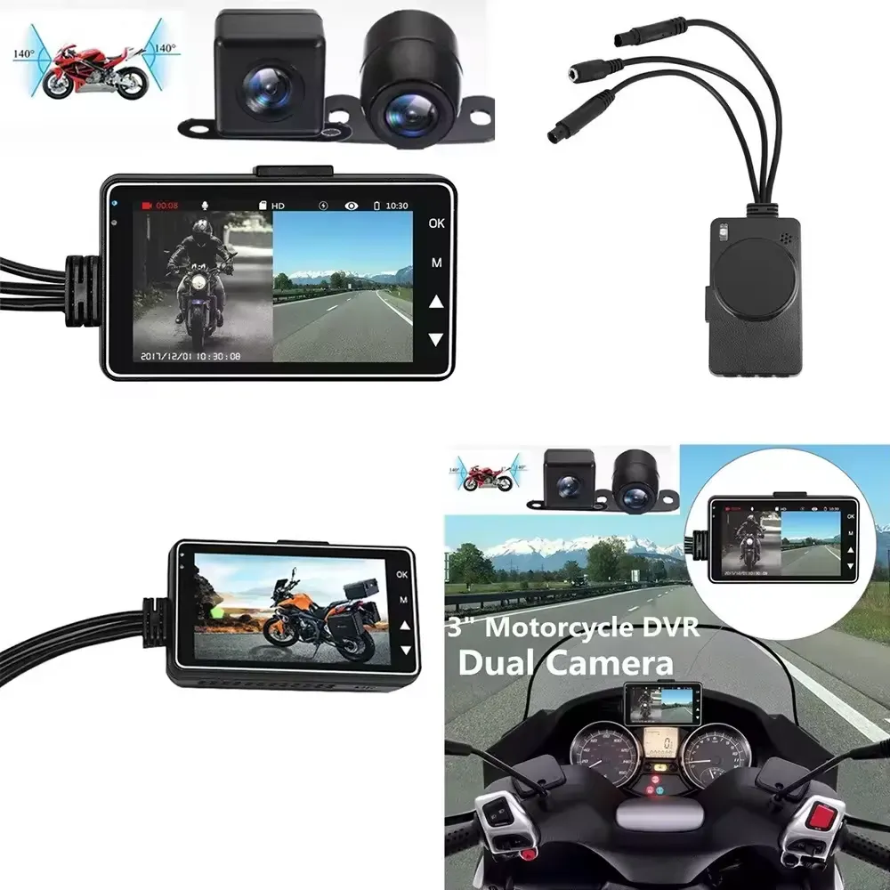 Camara Para Moto Doble Lente Con Pantalla Full Hd + Micro Sd