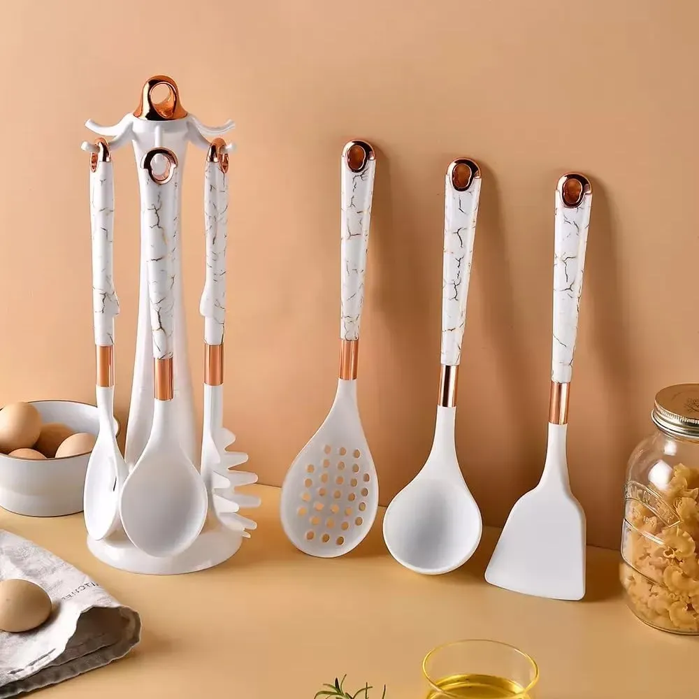 Juego De Utensilios De Cocina En Silicona 7 Pcs Con Base