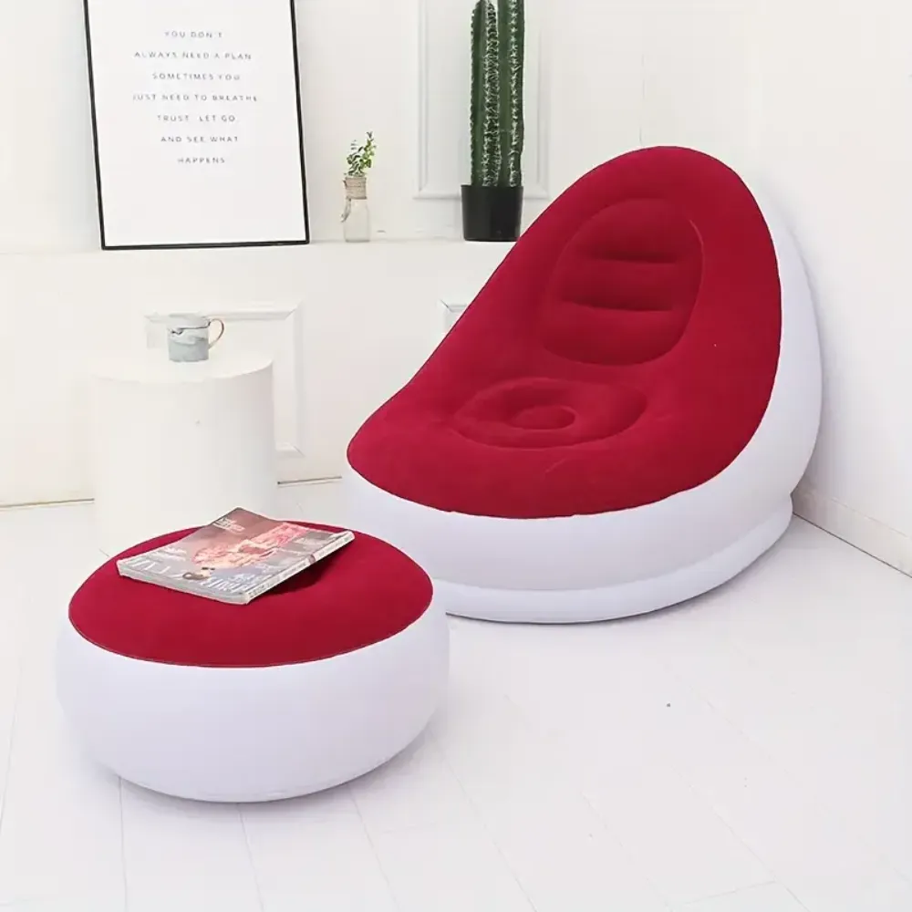 Sillón Inflable Sofá Portátil 2 En 1 Plegable Reposa Pies