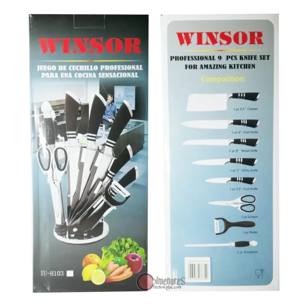 Juego De Cuchillos Winsor En Acero Inoxidable X9 Pcs