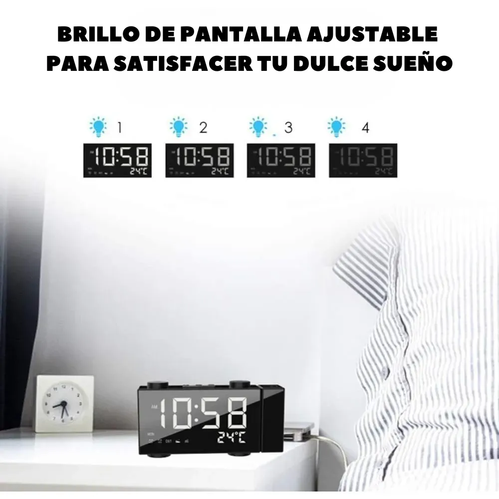 Radio Reloj Despertador Pantalla Digital Bluetooth Banda Fm