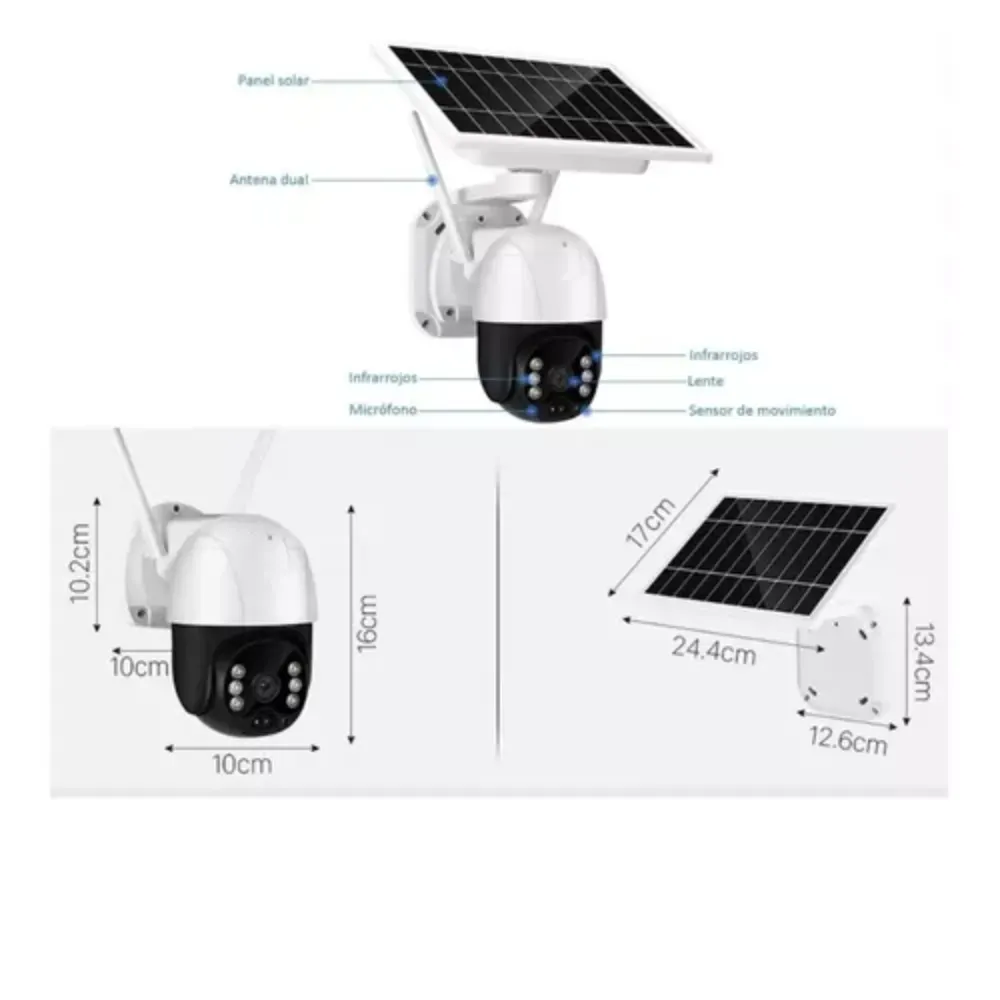 Cámara De Seguridad Con Panel Solar Ptz Sim 4g Exteriores