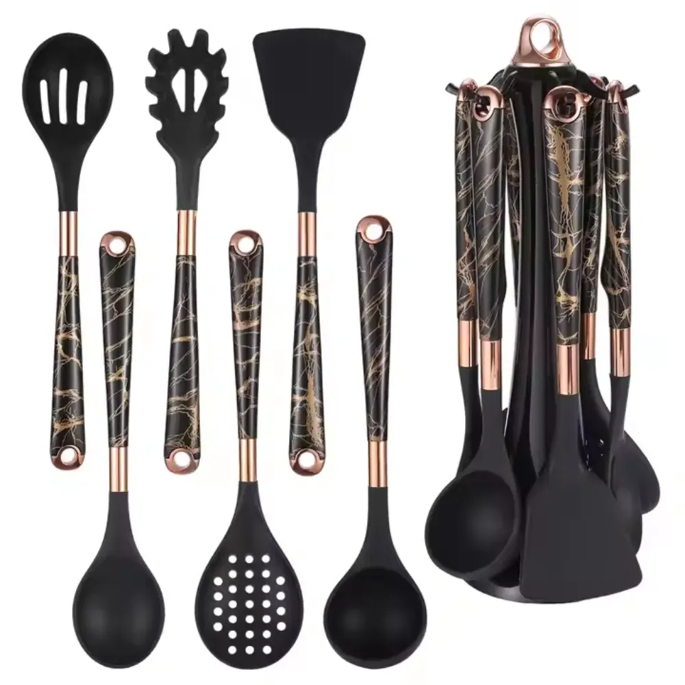 Juego De Utensilios De Cocina En Silicona 7 Pcs Con Base