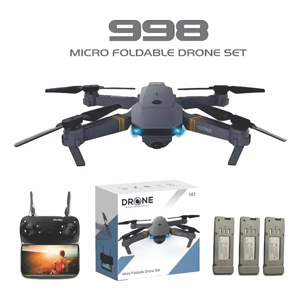 Drone 998 Plegable Con Camara Ideal Para Principiantes negro HD 2.4 GHZ