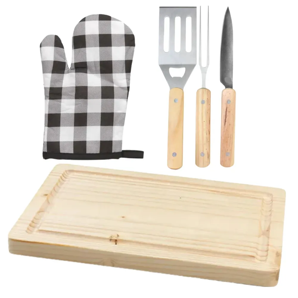 Utensilios Para Barbacoa Asados De 5 Piezas Mango De Bambú