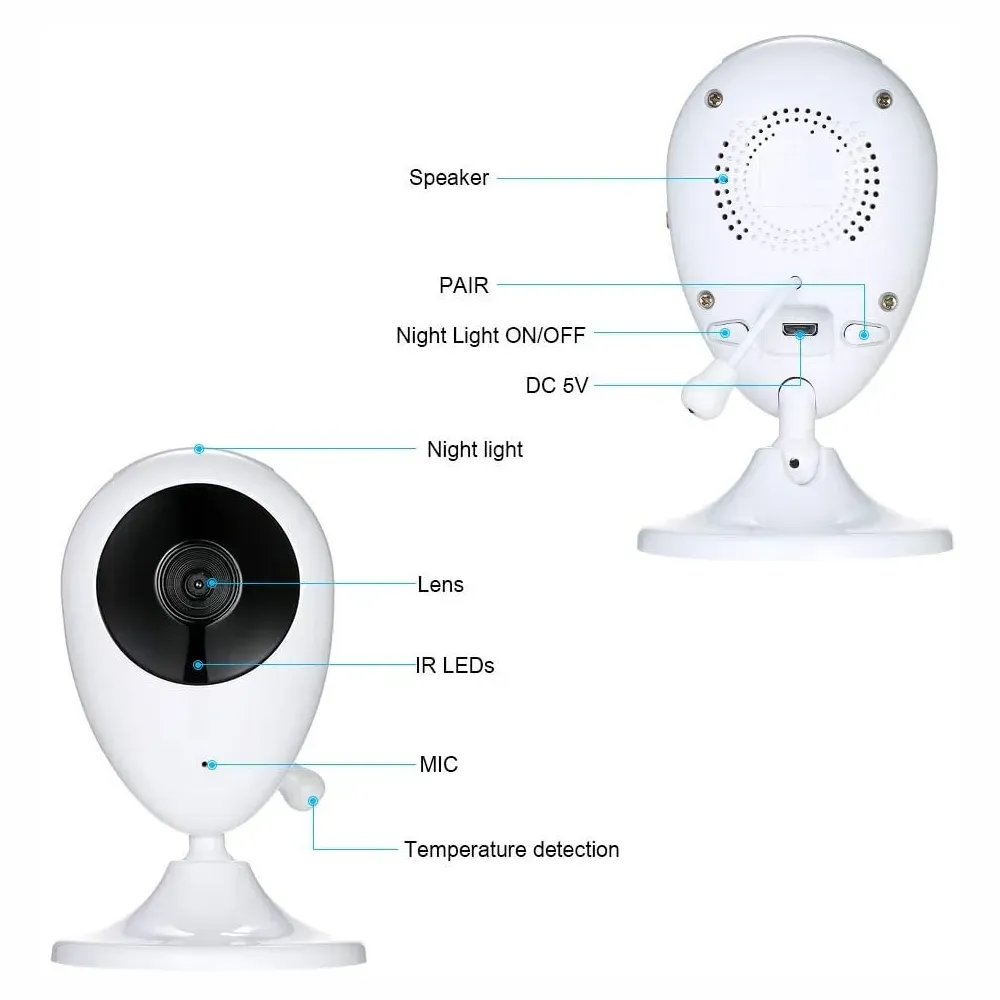 Monitor Para Bebe Camara Inalámbrica Visión Nocturna