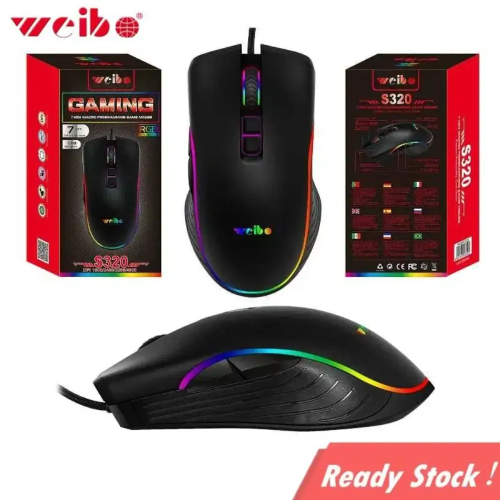 Mouse Gamer 7 Botones Con Luces Led Weibo S320