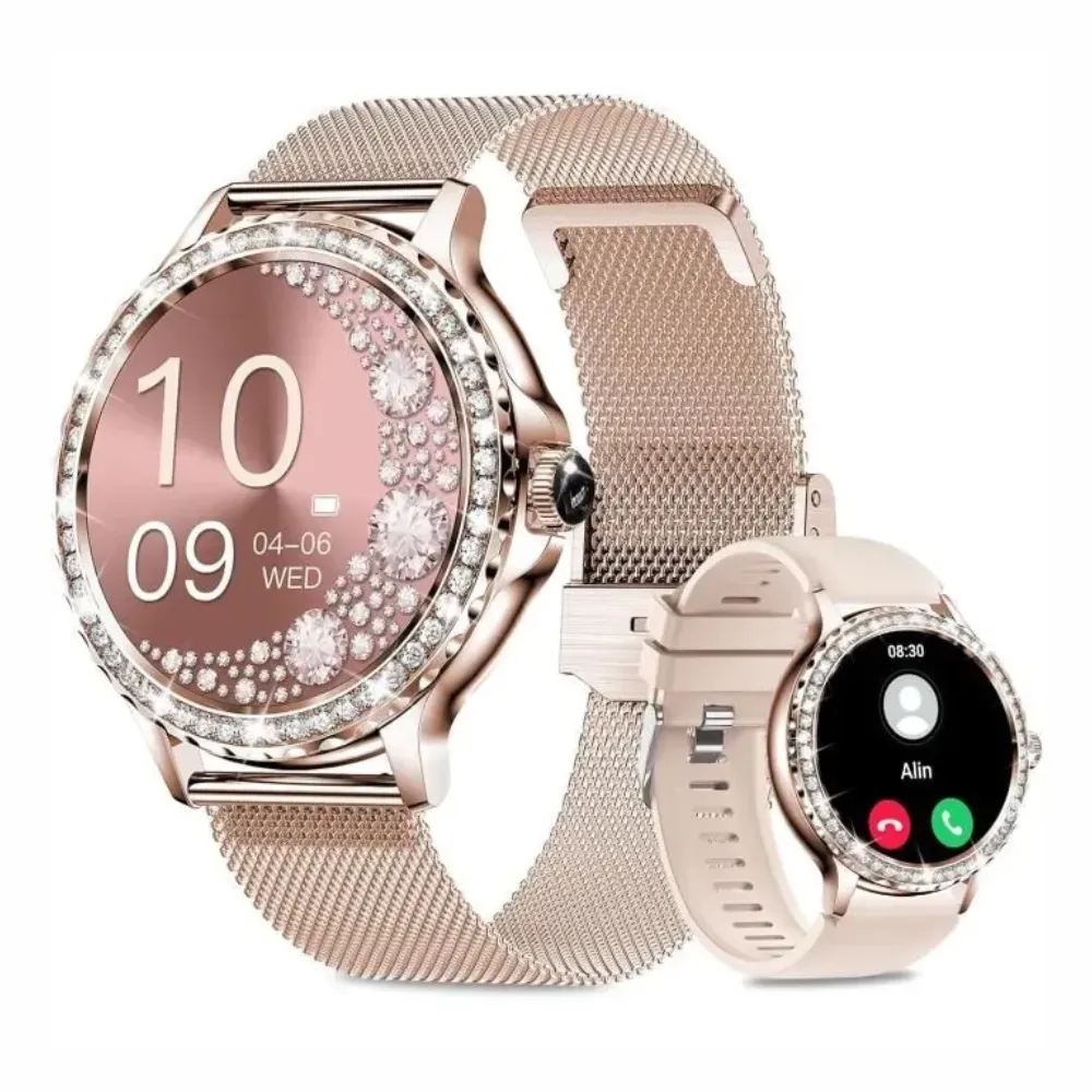 Reloj Inteligente Smartwatch Para Mujer Diamond Doble Pulso