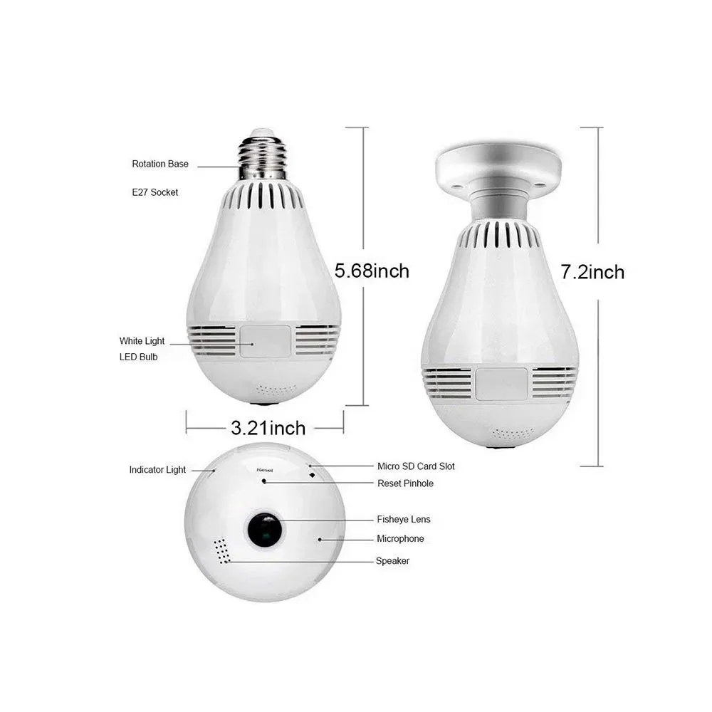 Camara De Seguridad Wifi Tipo Bombillo 960p App V380