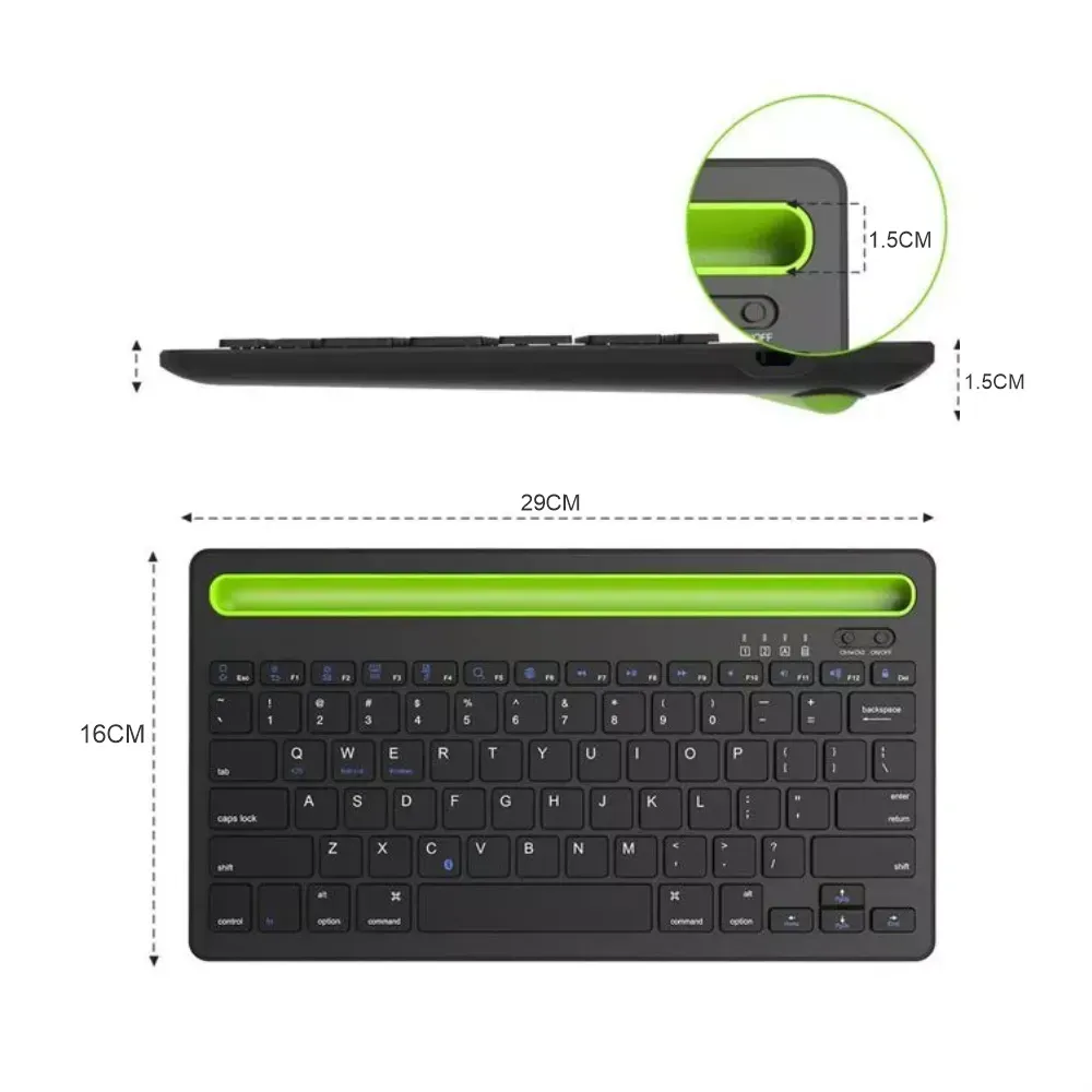 Teclado Bluetooth Recargable Para Pc Cel Mac Porta Celular