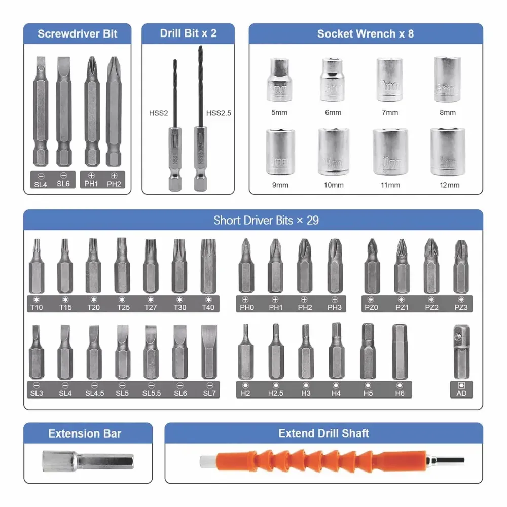 Destornillador Inalambrico Electrico 47 Pcs En 1 Recargable