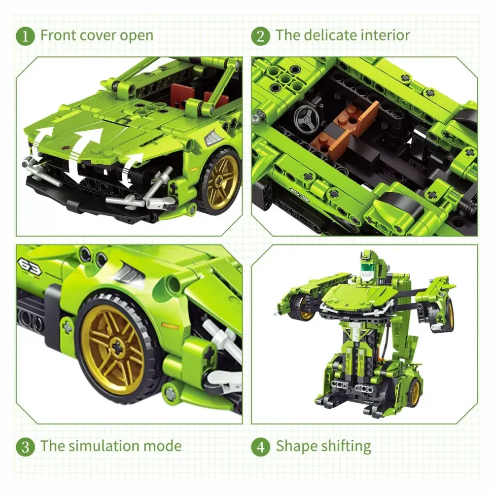 Carro De Juguete Tipo Lego Robot Transformers 2 En 1 721 Pcs