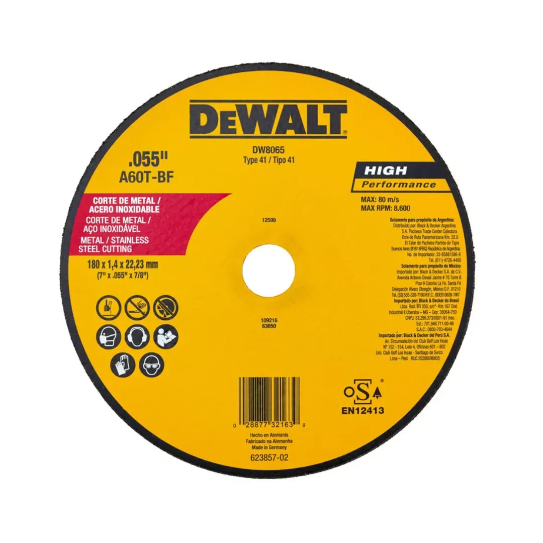 Disco corte de Hierro de 7" DeWalt