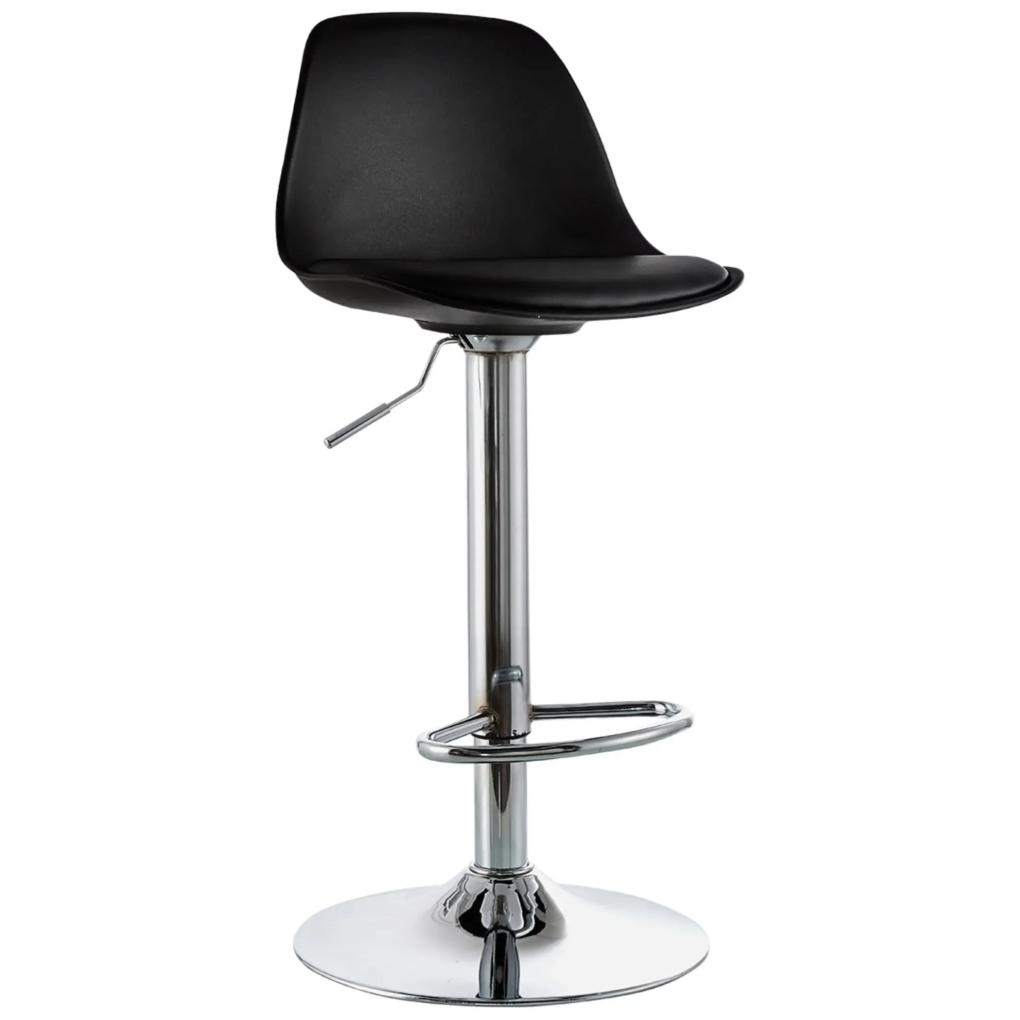 Silla Eames Tulip Bar Acolchada Cuero Negro 