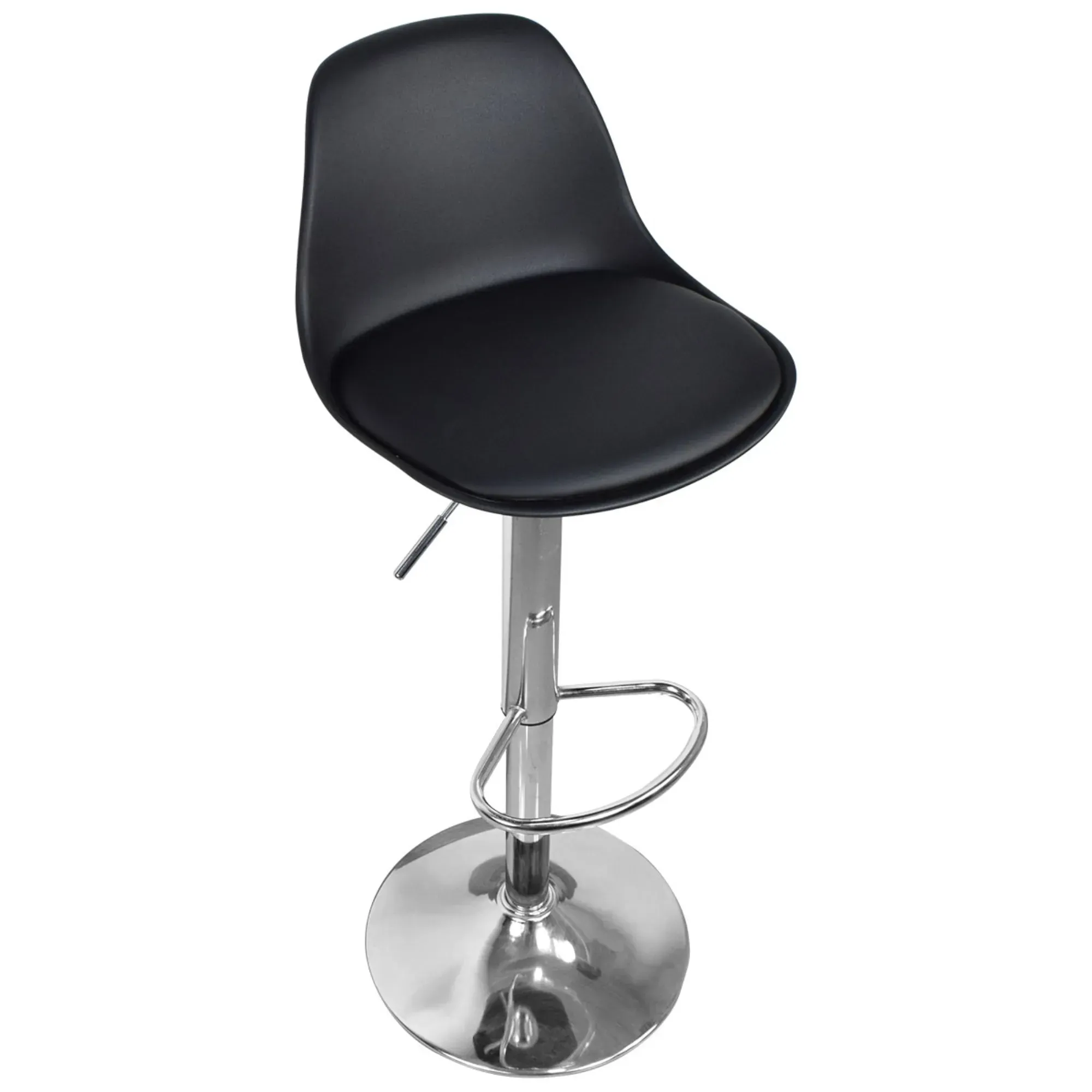 Silla Eames Tulip Bar Acolchada Cuero Negro 