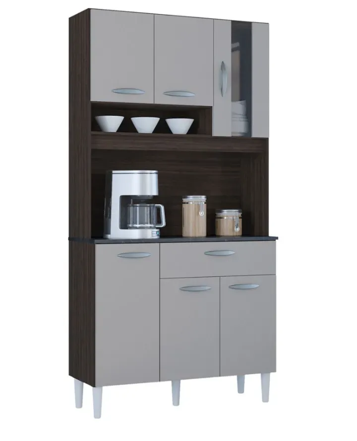 Alacena Mueble Auxiliar Cocina CORAL 6P Chocolate/Offwhite