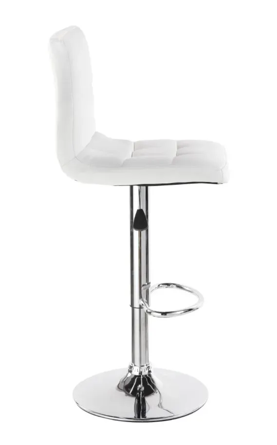 Silla Bar En Cuero Base Cromada Ajustable