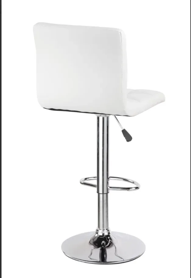 Silla Bar En Cuero Base Cromada Ajustable