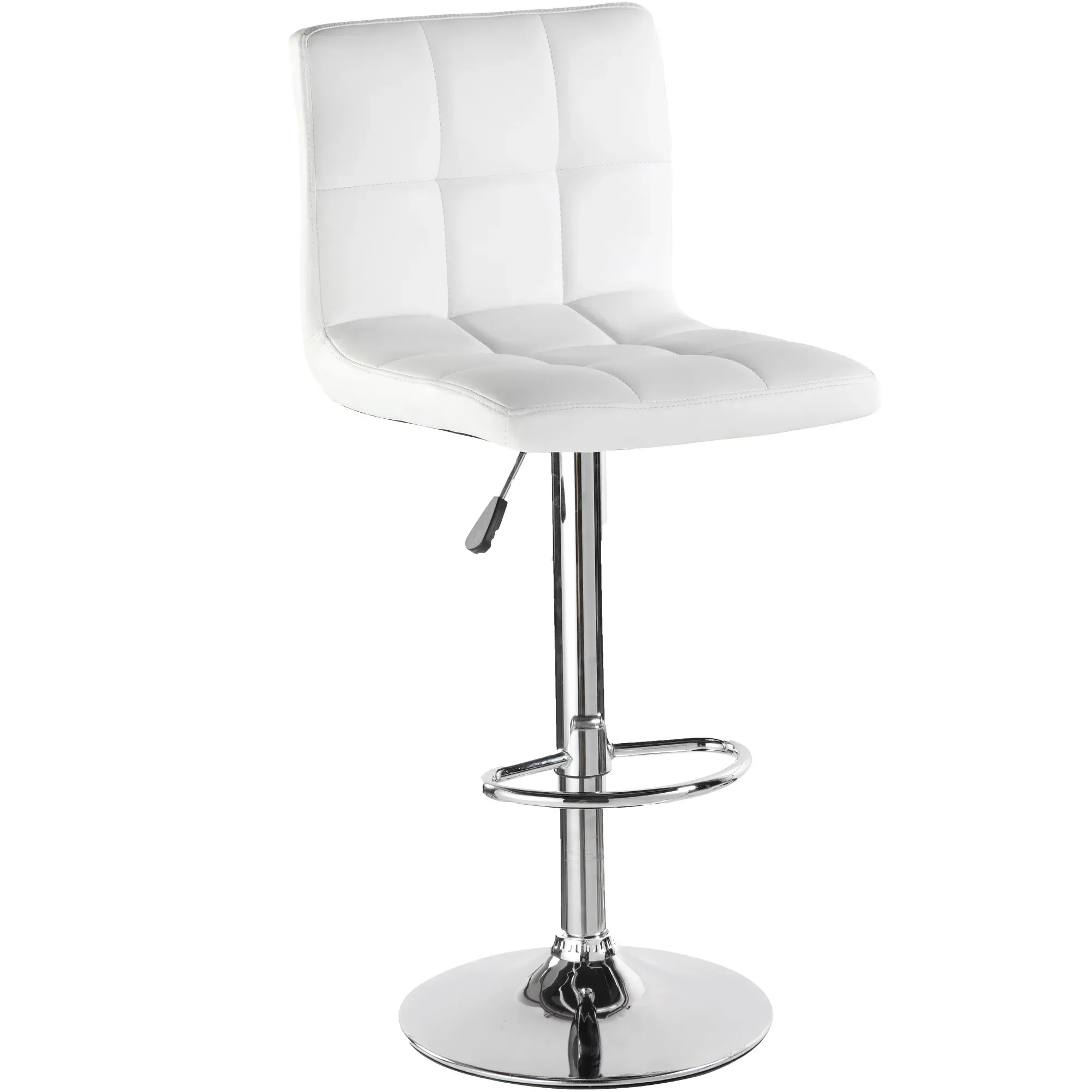 Silla Bar En Cuero Base Cromada Ajustable