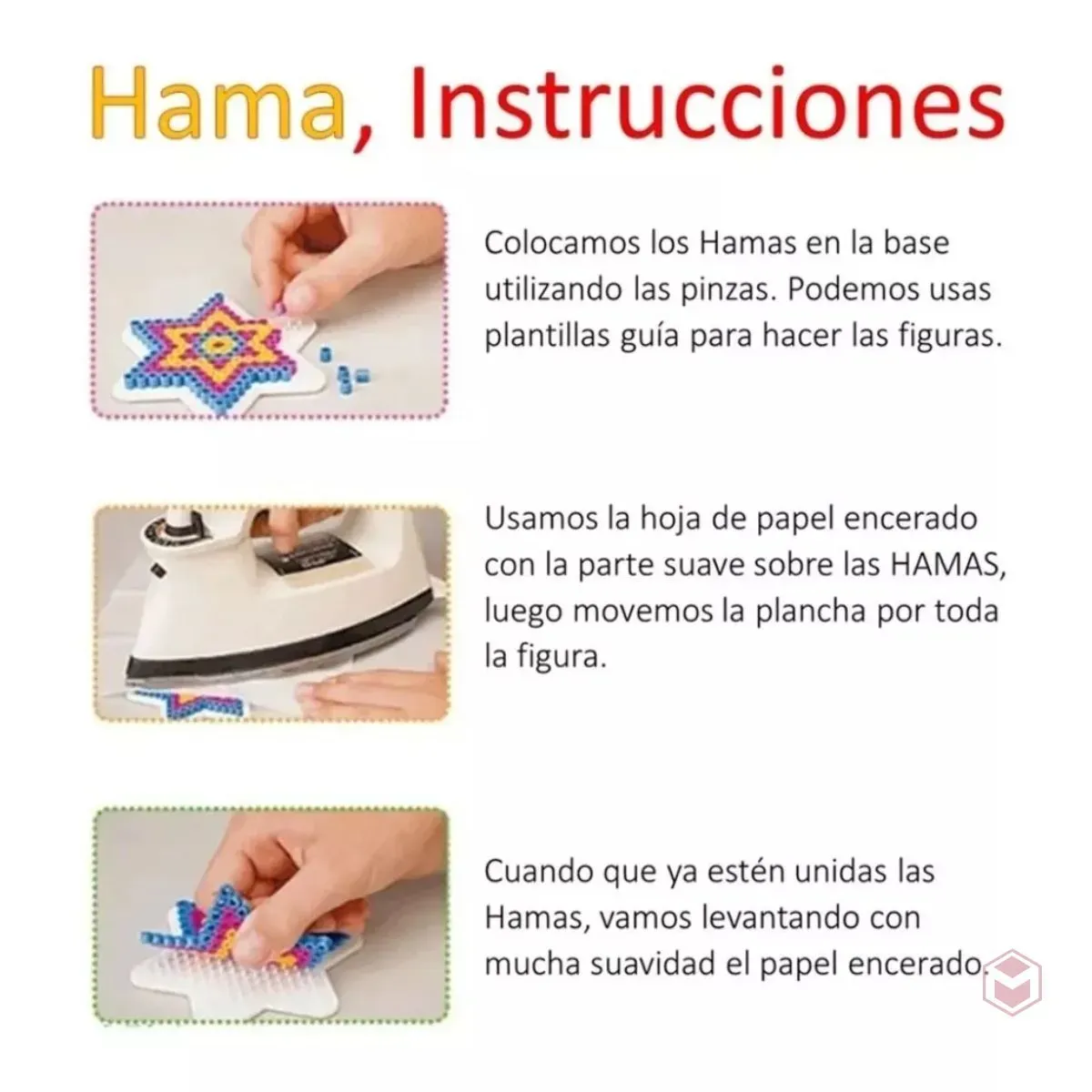 Set Hamas Beads Colores Midi Perler + Placa Papel Pinza