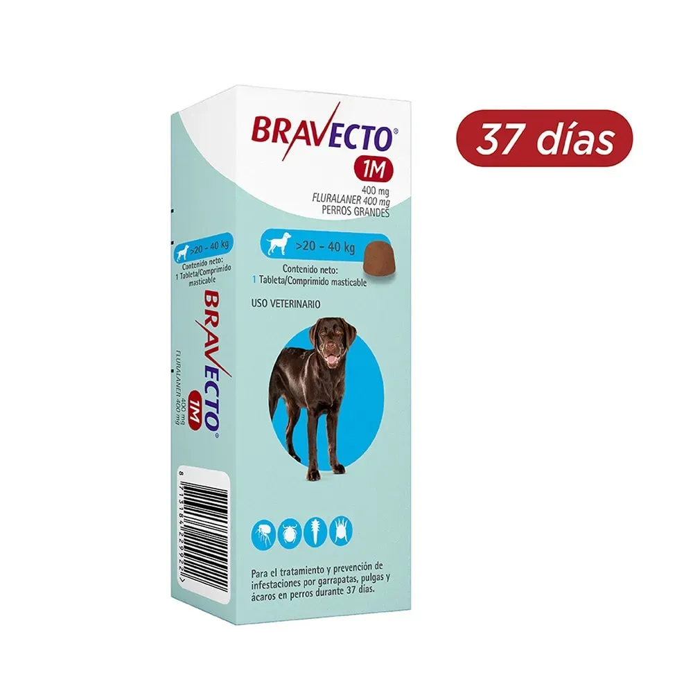 Antipulgas Bravecto Para Perros De 20 a 40 Kg 37 dias 