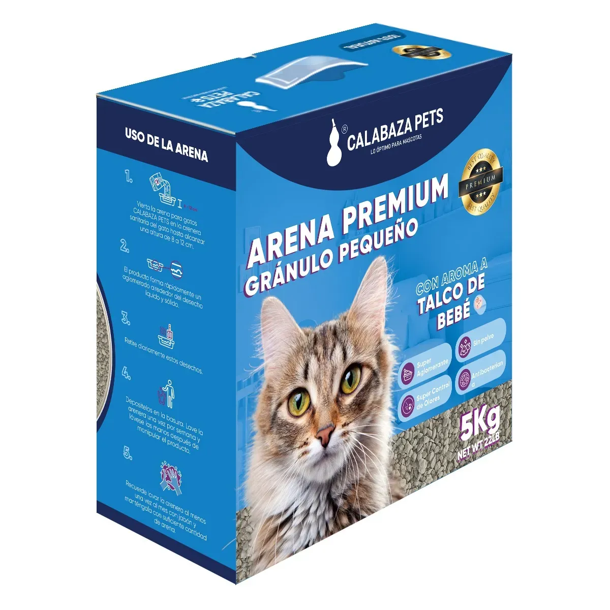 Arena Calabaza Premium Granulo Pequeño Talco De Bebe 5Kg