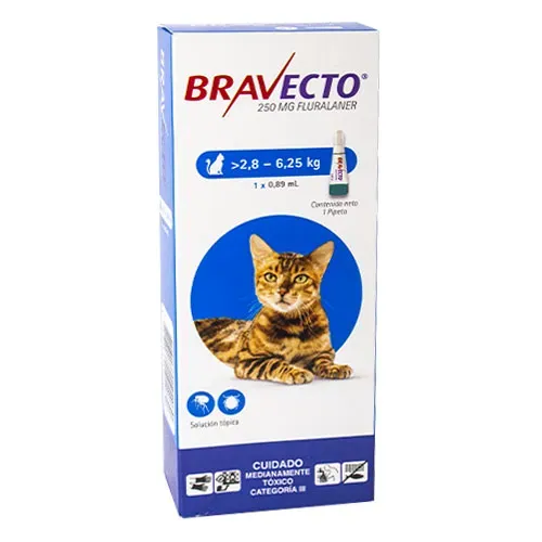 Bravecto Antiparasitario Para Gatos de 2.8 a 6.2 Kg Pipeta 250 mg