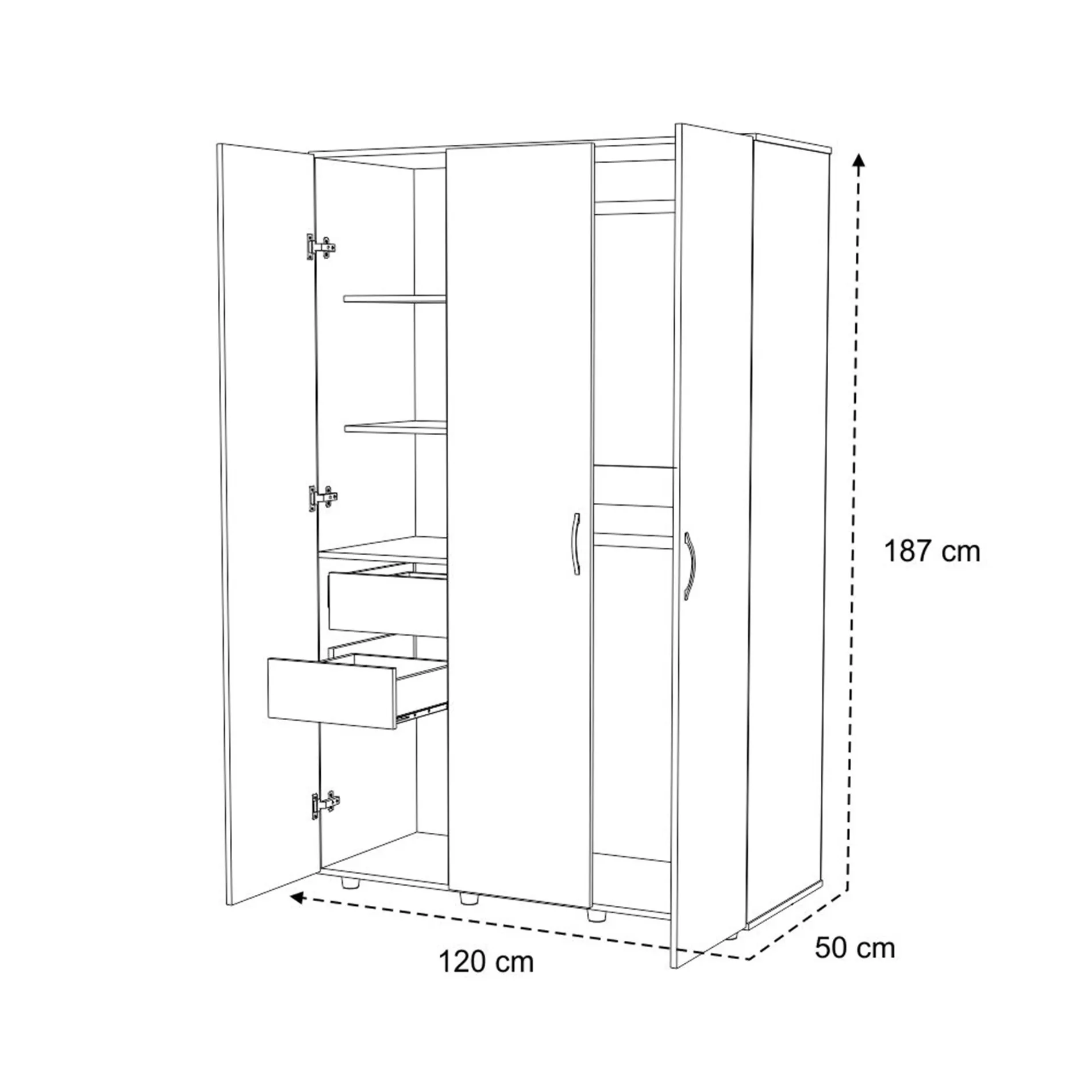 Closet Nosto Gris Claro 120 x 187 x 50