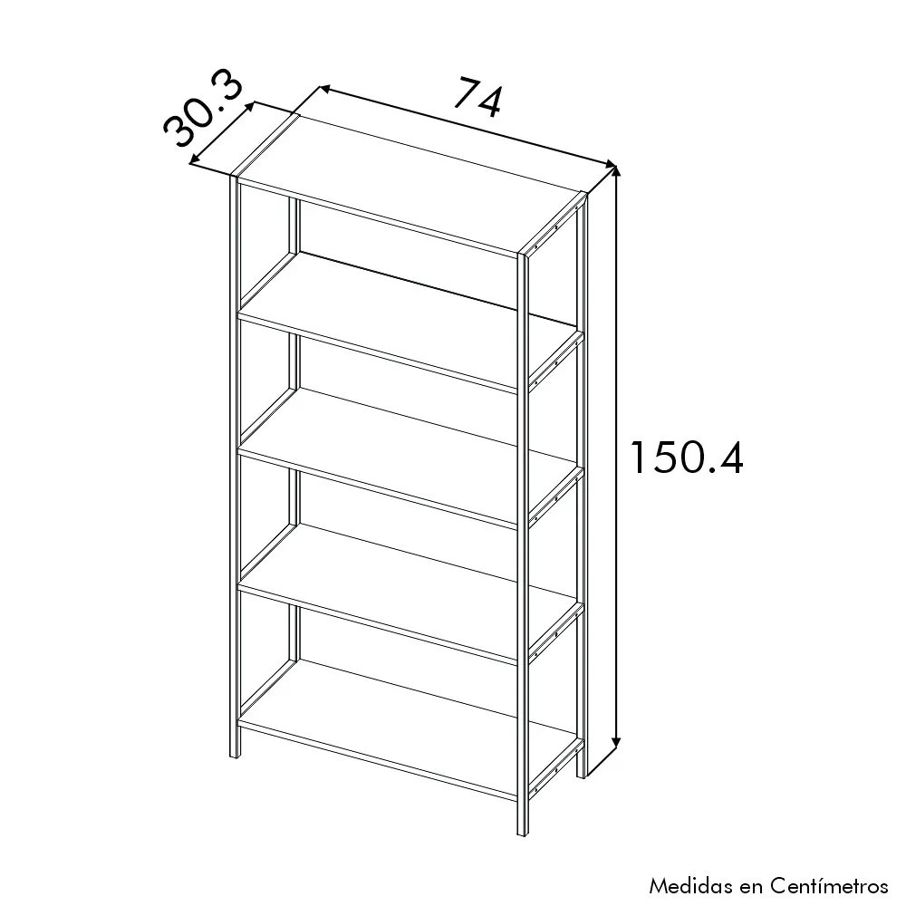 Biblioteca 5 Pisos Cafe 74 x 150.4 x 30.3