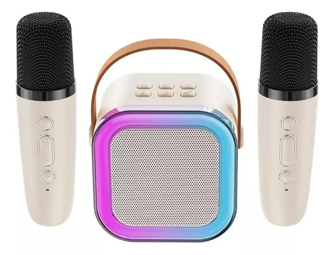 Bocina Karaoke Infantil Bluetooth Portátil Con 2 Micrófonos