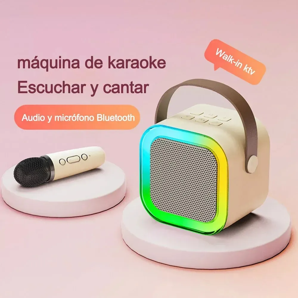 Bocina Karaoke Infantil Bluetooth Portátil Con 2 Micrófonos