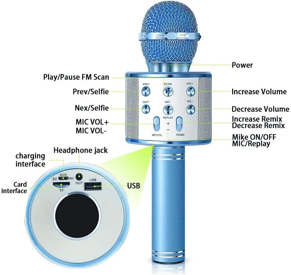 Micrófono Bluetooth Con Altavoz Para Karaoke 