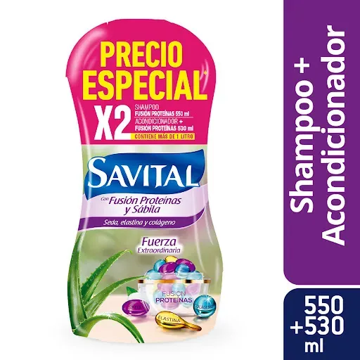 Kit  Shampoo Y Acondicionador Savital Fusión De Proteínas 510+ 410