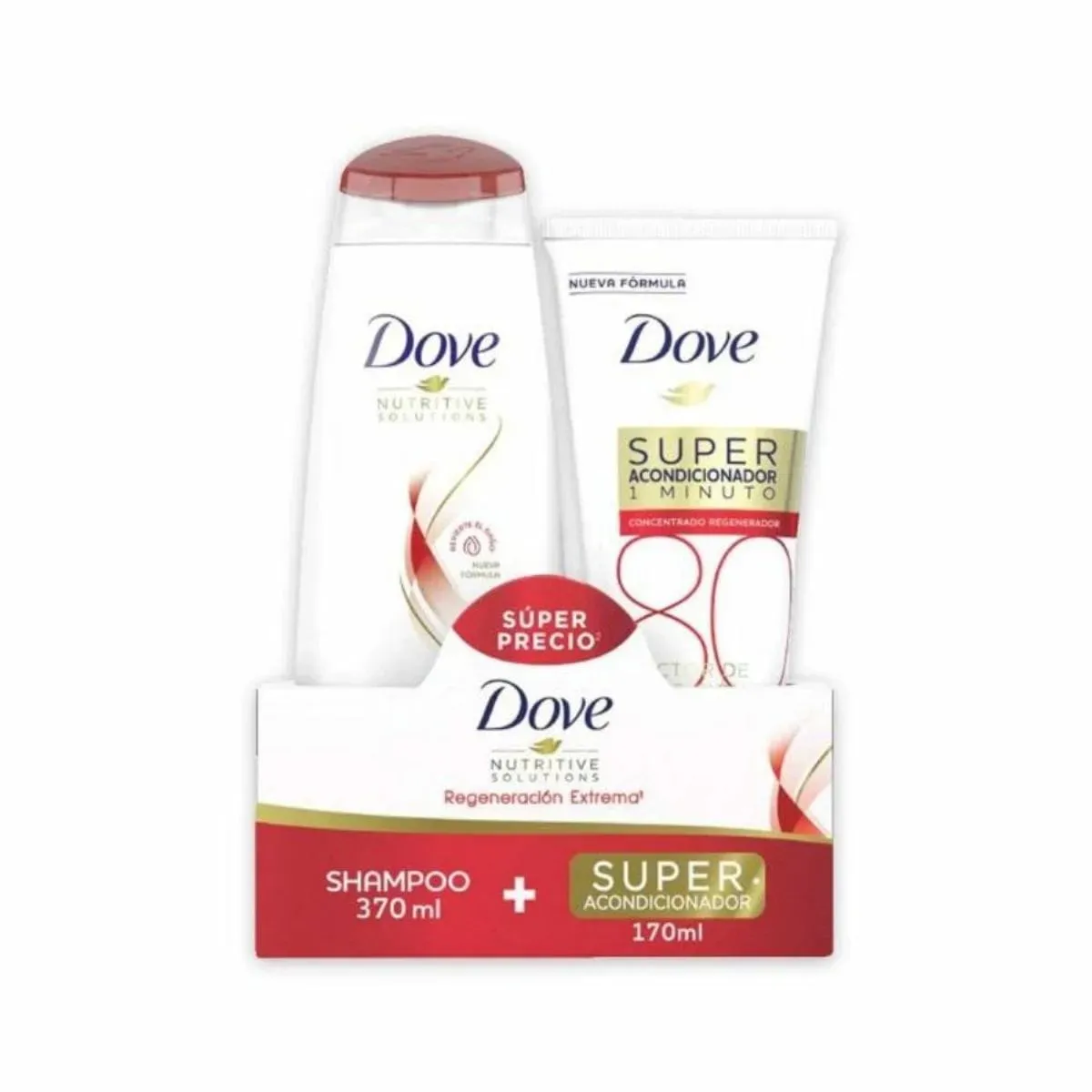 Dove Shampoo Y Acondicionador Regeneracion Extrema 370ml + 170ml 