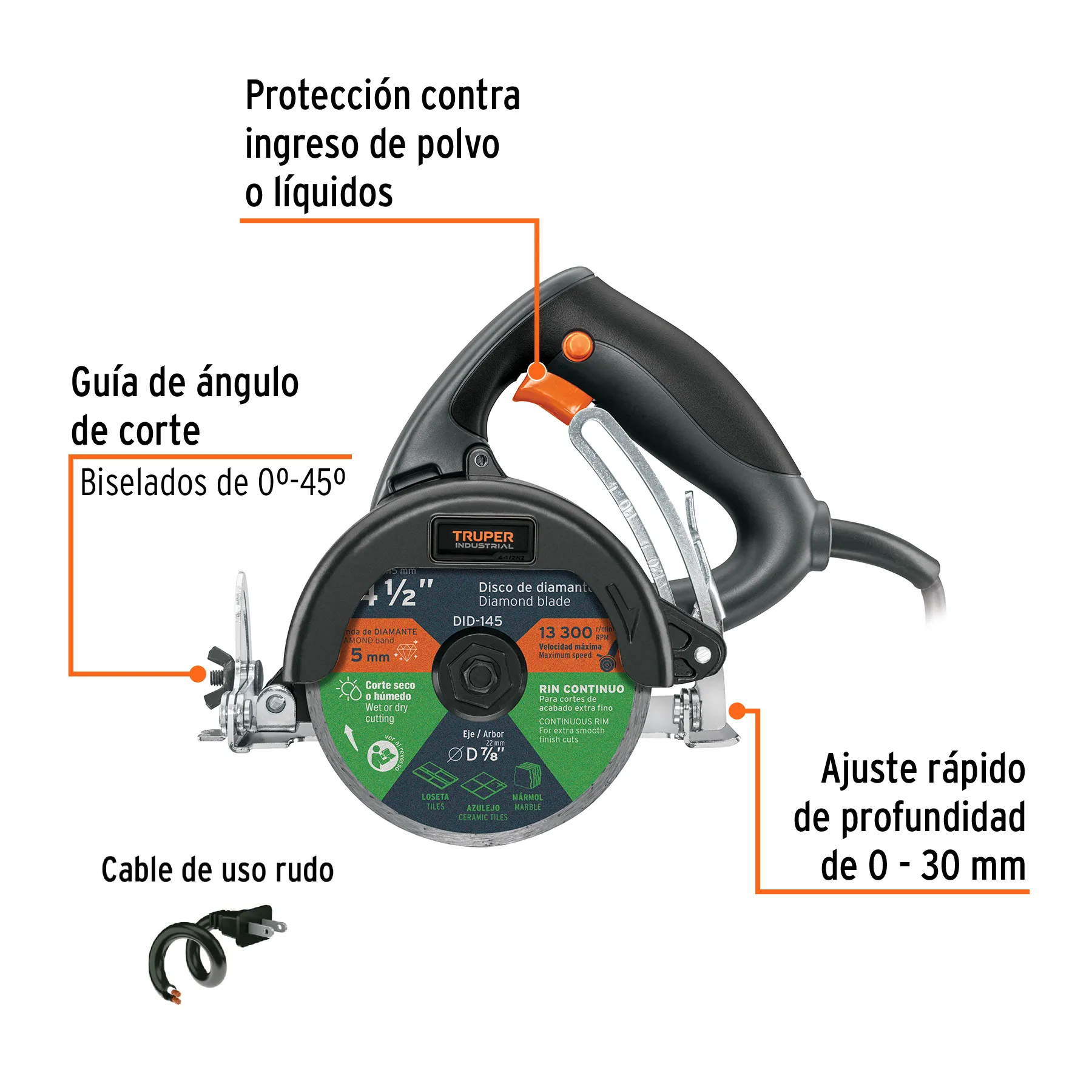 Cortador De Azulejos 4-1/2", 1320W, Industrial Truper