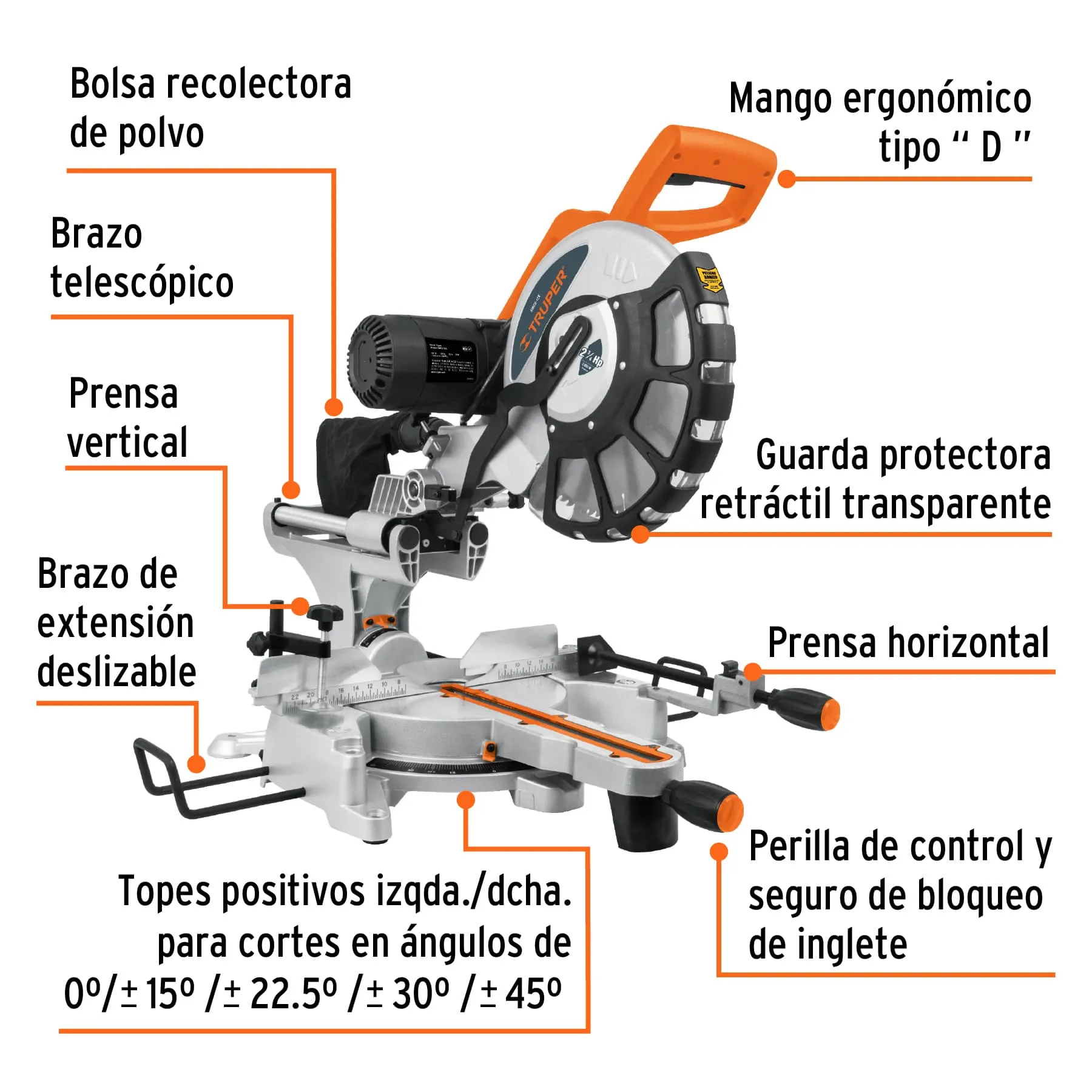 Sierra De Inglete 12" De 2000 W Telescópica Compuesta Truper