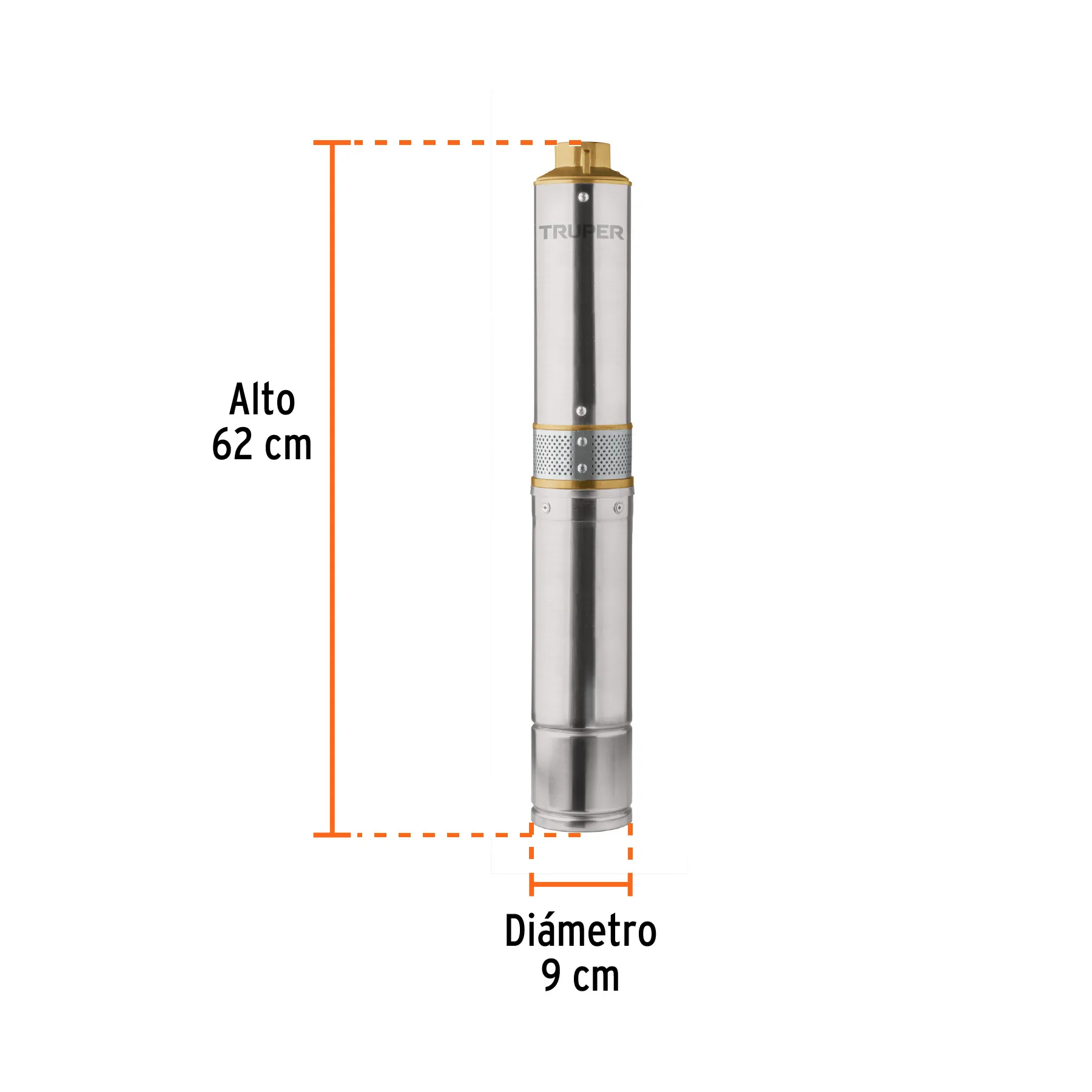 Bomba Sumergible, Tipo Bala, 1/2 Hp, Agua Limpia, Truper