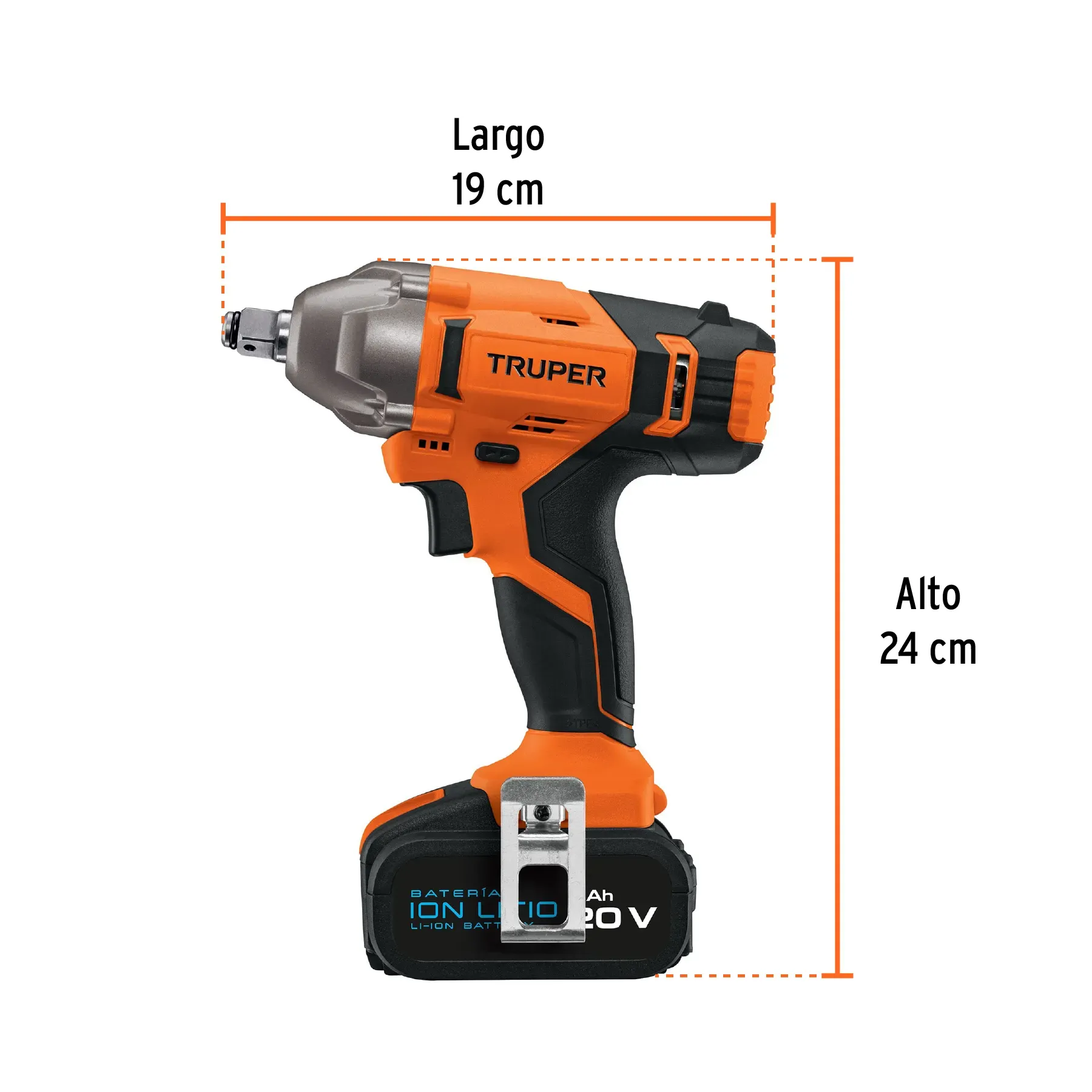 Llave De Impacto Inalámbrica Profesional 1/2", 20 V, Truper