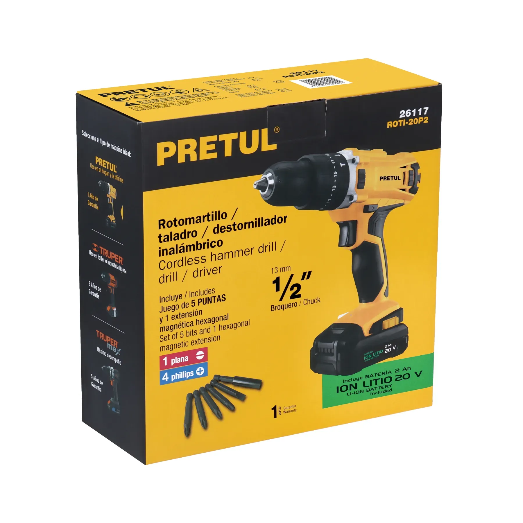 Taladro Inalámbrico Percutor 1/2″ 20 V Pretul