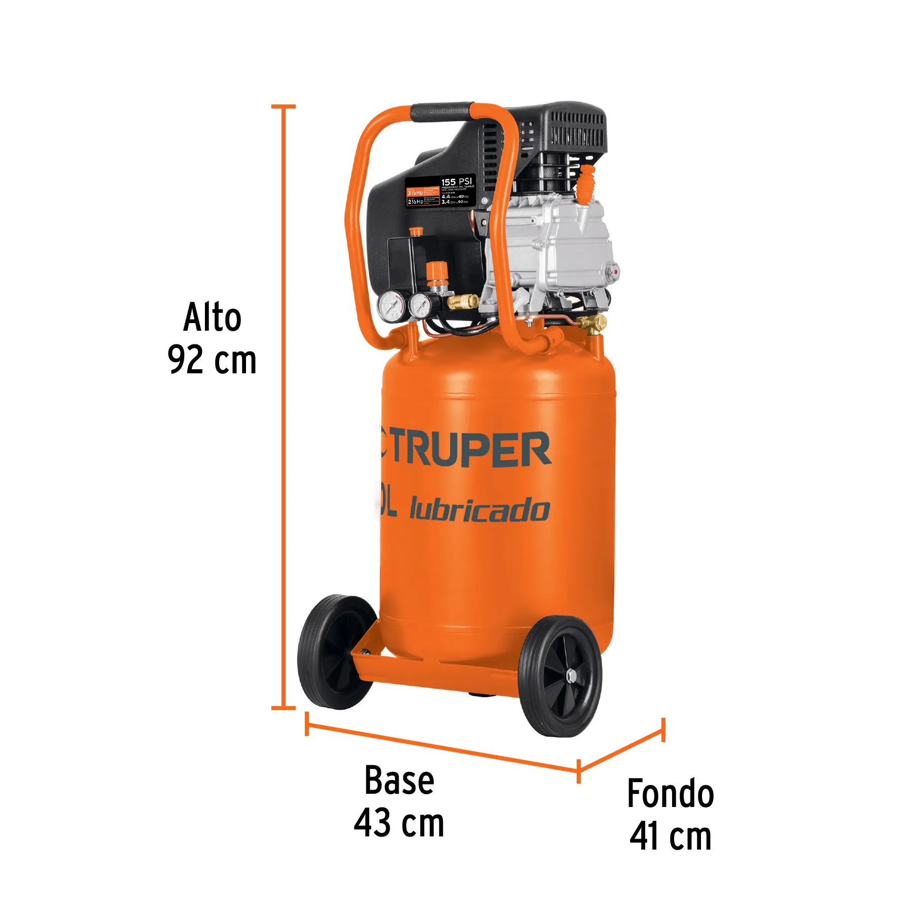 Compresor De Aire, Lubricado, Vertical 50L 3½Hp 127V Truper