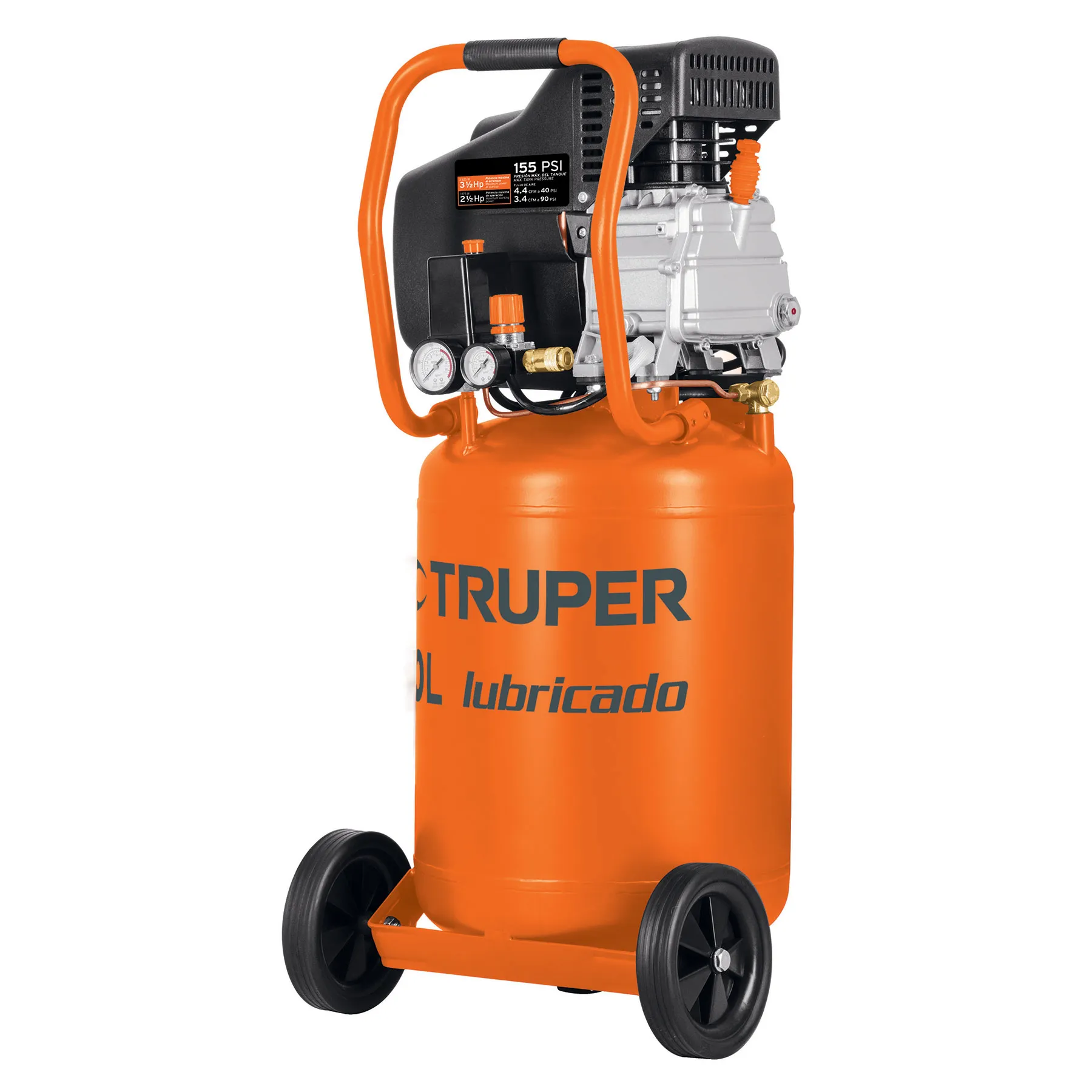 Compresor De Aire, Lubricado, Vertical 50L 3½Hp 127V Truper